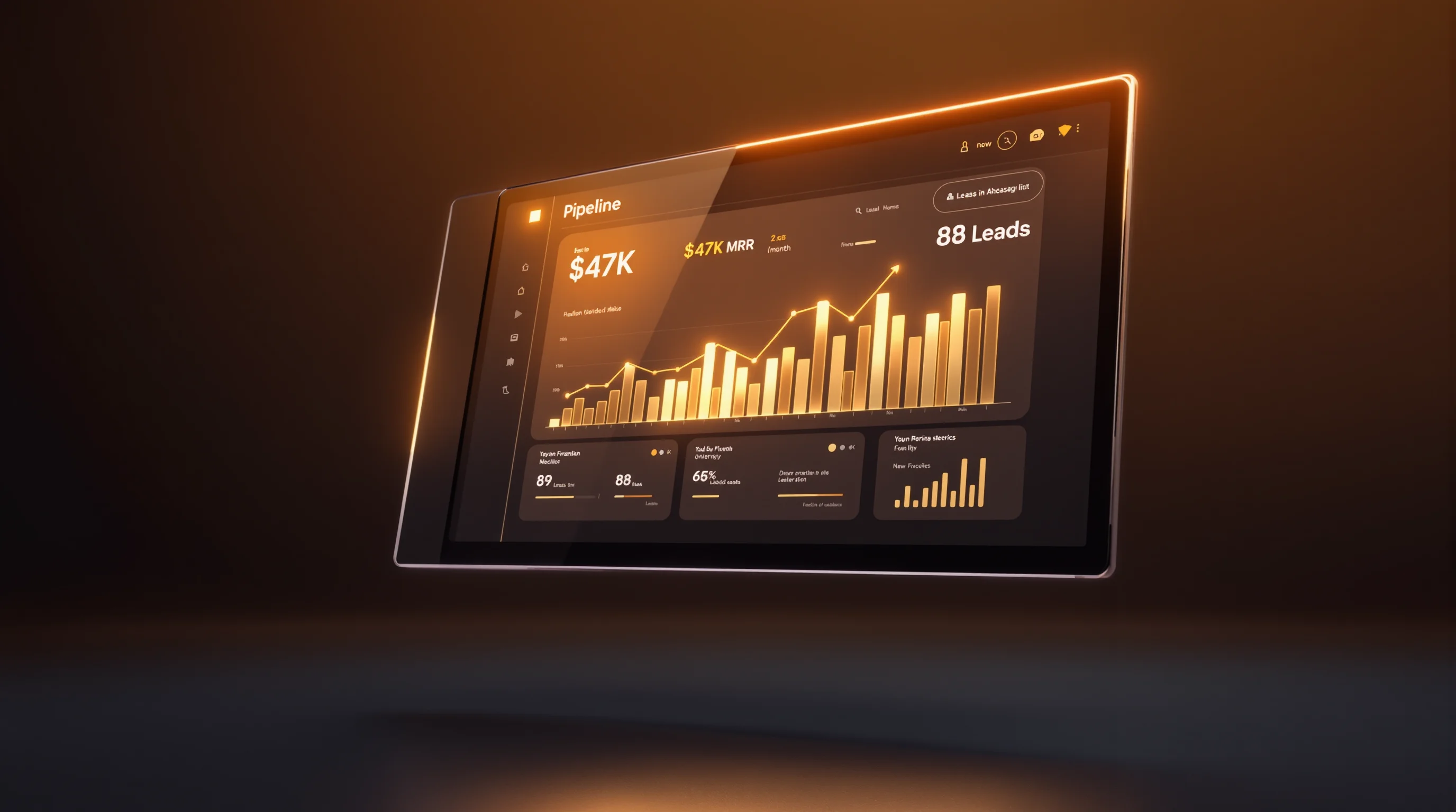 Dashboard showing Pacific Summit Roofing pipeline metrics including $47K MRR