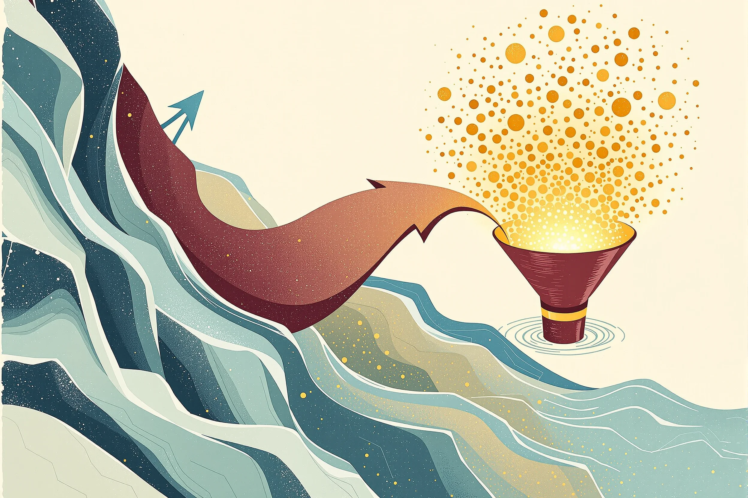 Editorial illustration: abstract lead flow river concept
