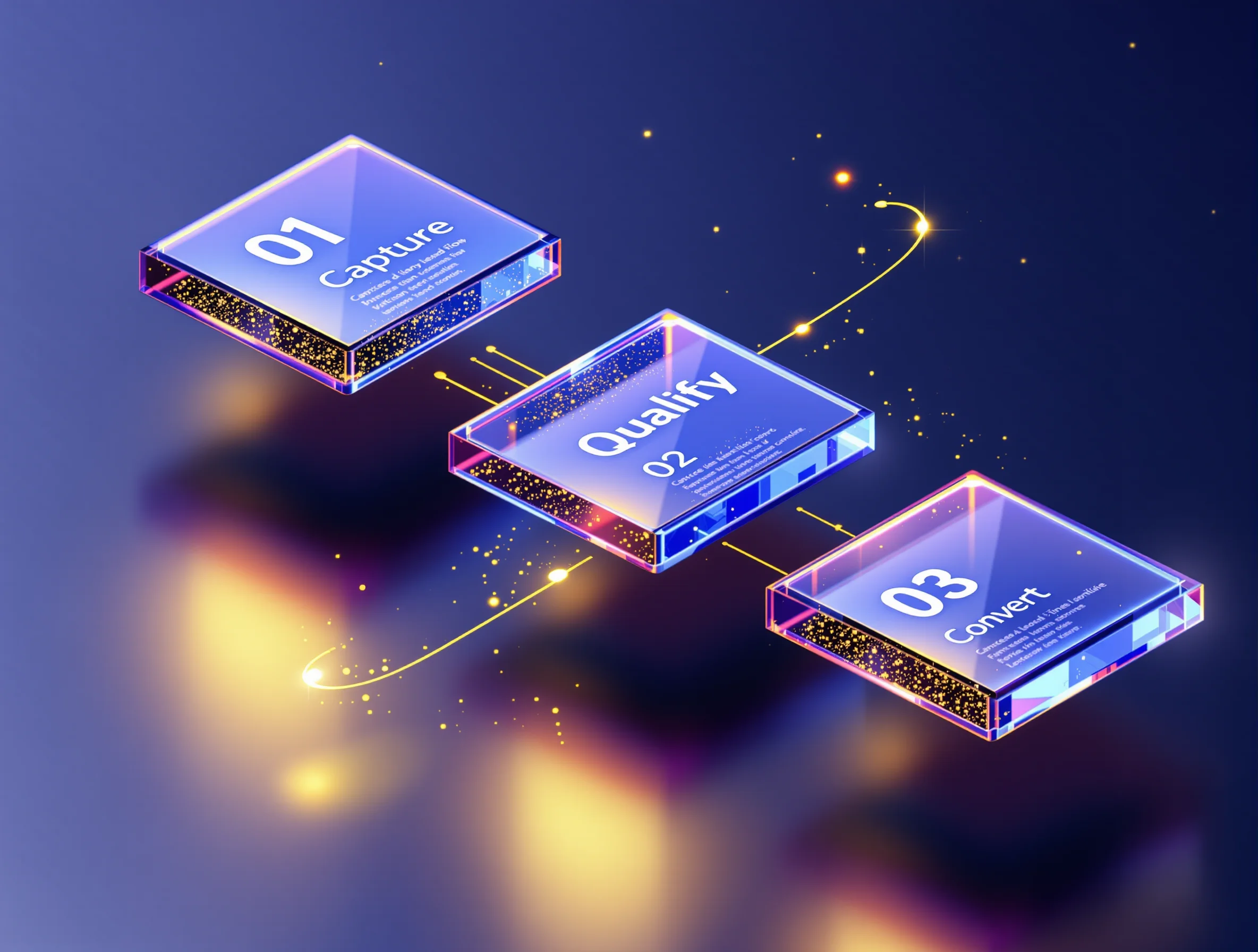 3D isometric visualization of capture, qualify, convert pipeline